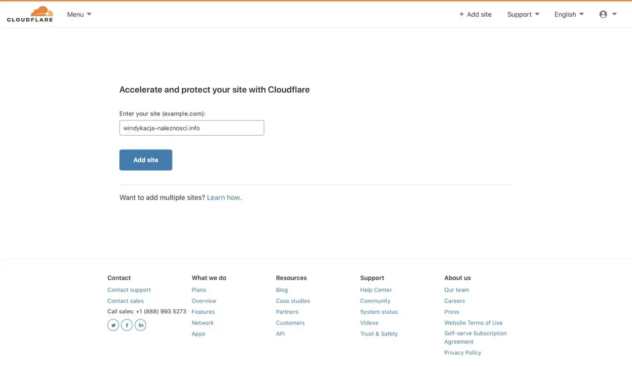 CloudFlare WordPress - dodawanie domeny