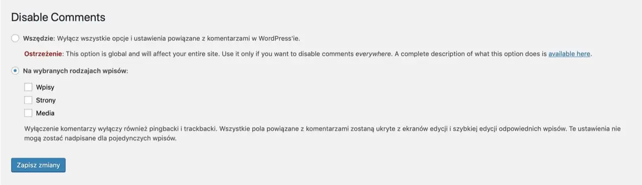 Jak wyłączyć komentarze WordPress - wtyczka