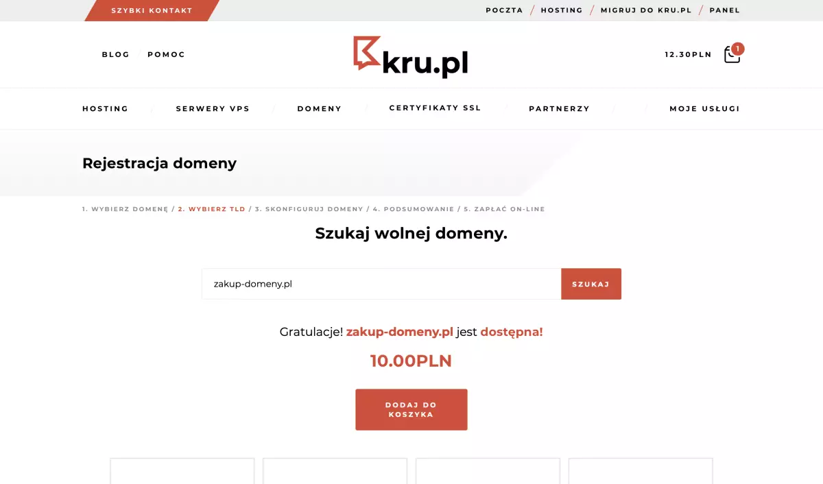 Rejestracja zakup domeny internetowej - kru.pl