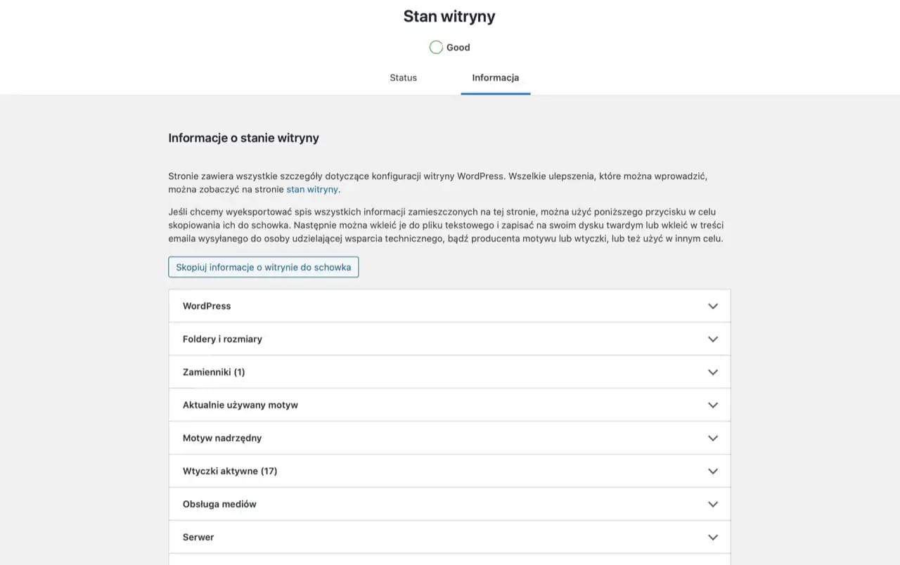 WordPress Site Health Check - Stan witryny