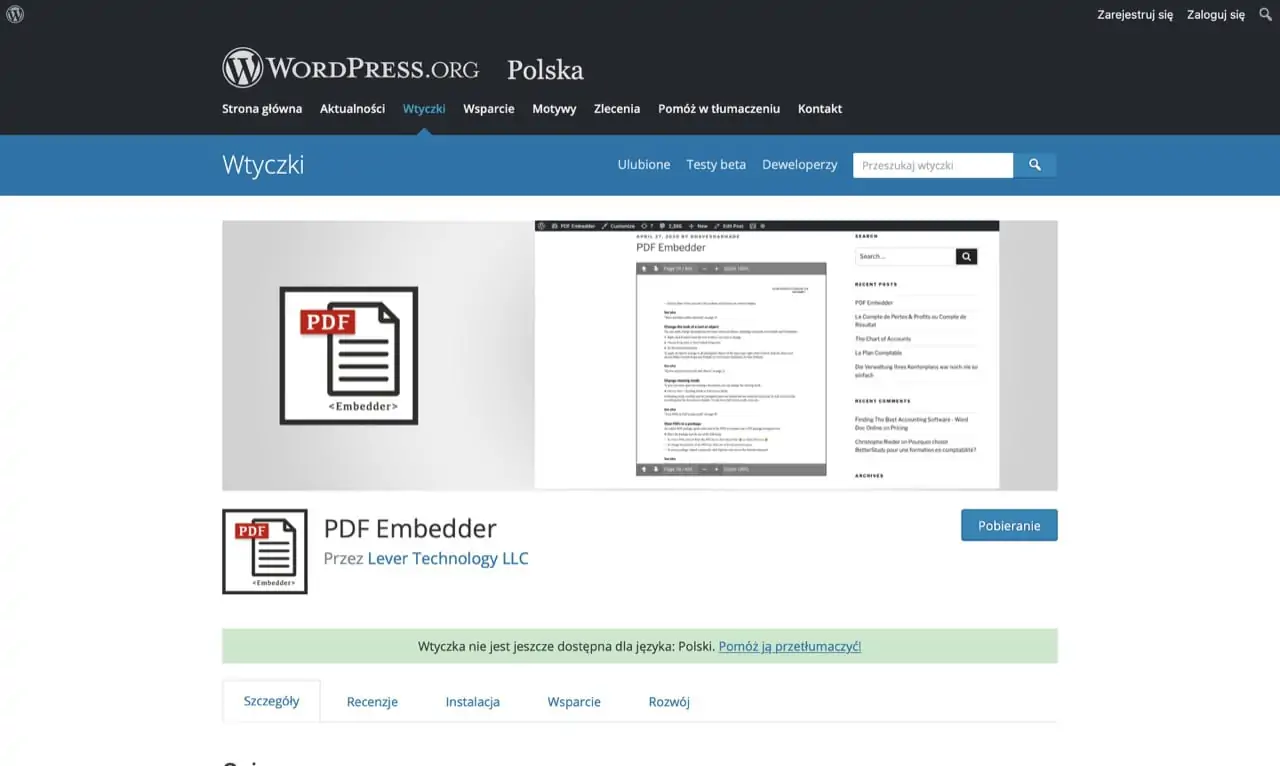Wtyczki PDF WordPress - PDF Embedder