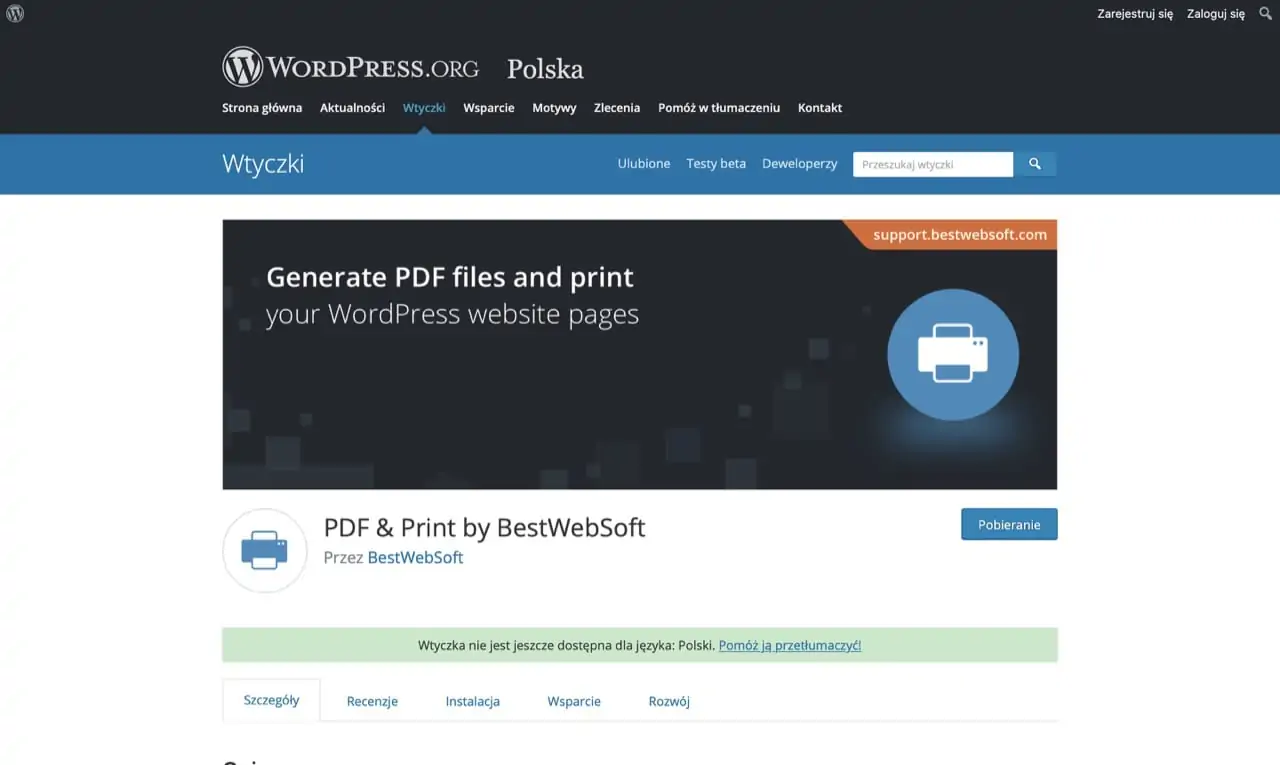 Wtyczki PDF WordPress - PDF & Print by BestWebSoft