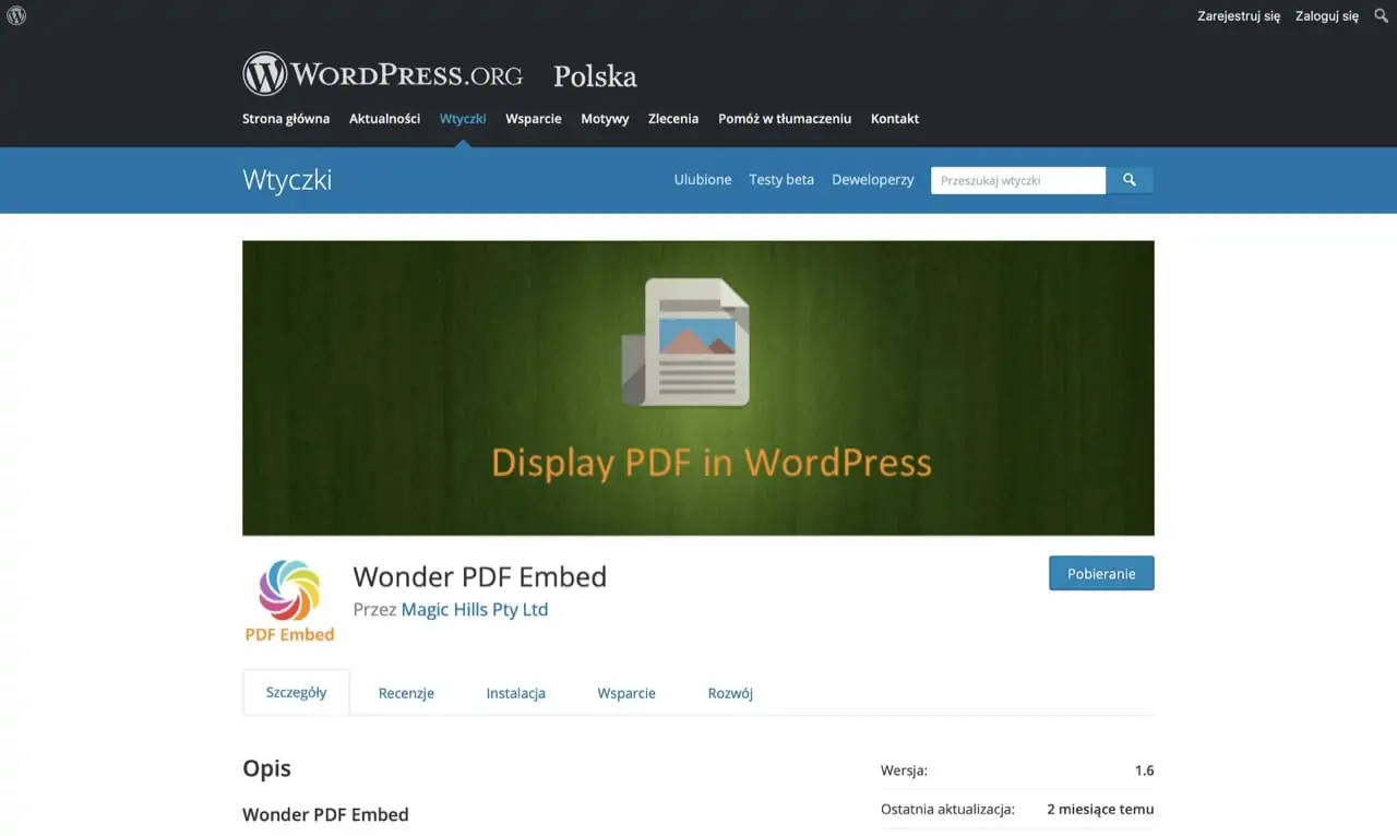 Wtyczki PDF WordPress - Wonder PDF Embed
